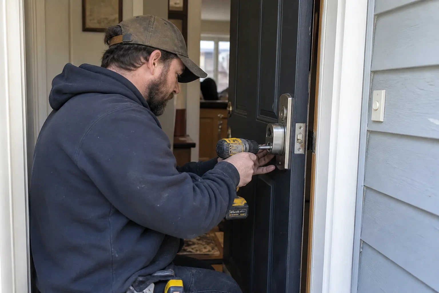 Illustrative locksmith scene; not an actual job